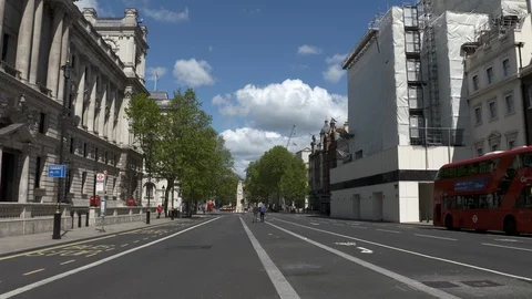 Whitehall empty during Lockdown London Stock Footage 129697793