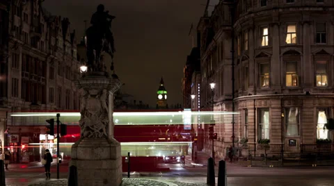 Whitehall at night Stock Footage 37450925