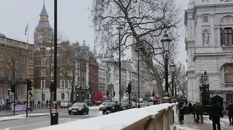 Whitehall in the snow Video stock 11130572