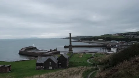 Whitehaven Harbour on Dramatic Cloudy Day Video stock 186147345