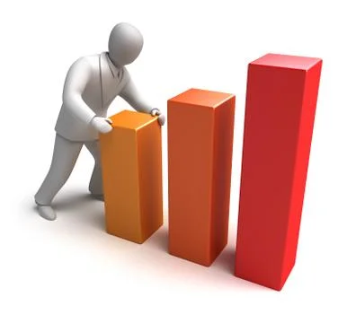 Whiteman and rising graph, 3D concept イラスト素材