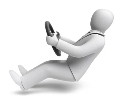 Whiteman trying to drive. 3D concept Stock Illustration