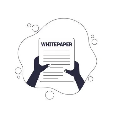 Whitepaper document in hands, vector design Stock Illustration