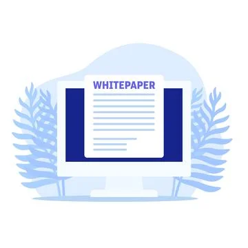 Whitepaper document vector illustration with a computer Stock Illustration