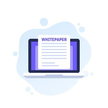 Whitepaper document vector illustration with a laptop Stock Illustration