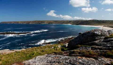 Whitesands bay in cornwall Stock Photos