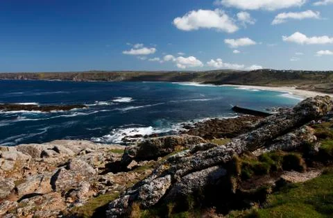 Whitesands bay in cornwall Stock Photos