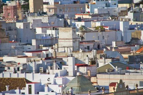 Whitewashed Buildings Compressed Together Stock Photos