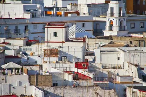 Whitewashed Buildings Compressed Together Stock Photos