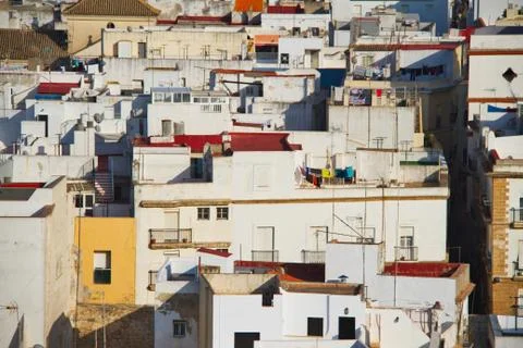 Whitewashed Buildings Compressed Together 스톡 사진