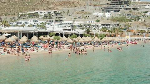 Whitewashed buildings at Little Venice, Chora, Mykonos, Greece Video stock 220172279