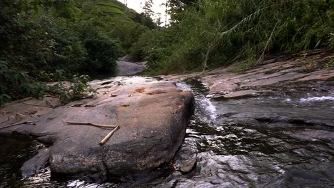 Whitewater flowing over rocks in small river Stock Footage 104768321