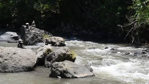 Whitewater flowing on river rocks 2 Stock Footage 81691108