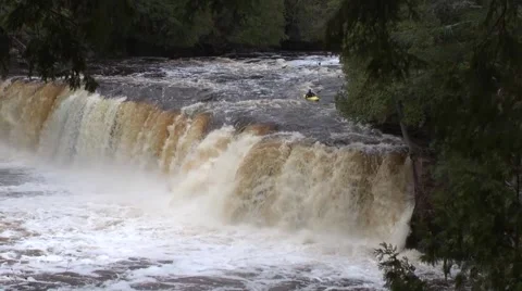 Whitewater Kayak Waterfall Video stock 44726445
