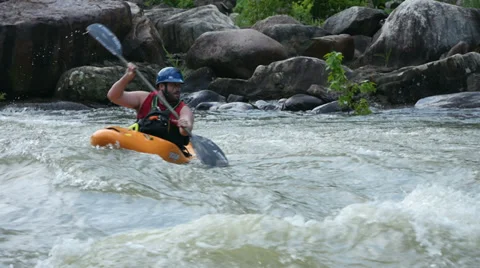 Whitewater Kayaking on the Fast Flowing Ocoee River 10 Stock-Footage 39671416
