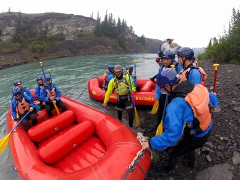 Whitewater Rafting in the Canadian Rockies Stock Footage