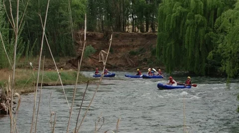 Whitewater rafting Stock Footage 12269762