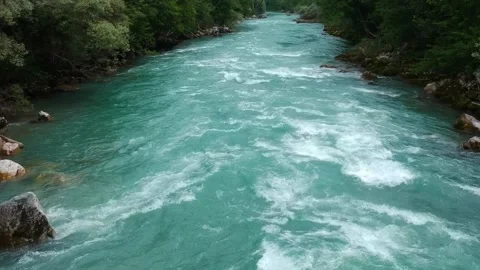 Whitewater River Rafting Drone Point of View Stock Footage 162340759