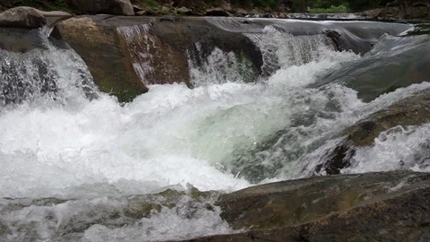 Whitewater river rapids. Rocks. Closeup shot. Carpathian Mountains Video stock 119452735