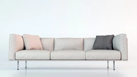 Whithe leather couch isolated on white background Ilustração Stock