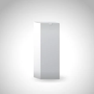 Whithe long box on silver background. 3d realistic vector illustration. 스톡 일러스트