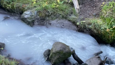 Whitish Cloudy Creek flows along the PCT in Oregon Stock Footage 329457494