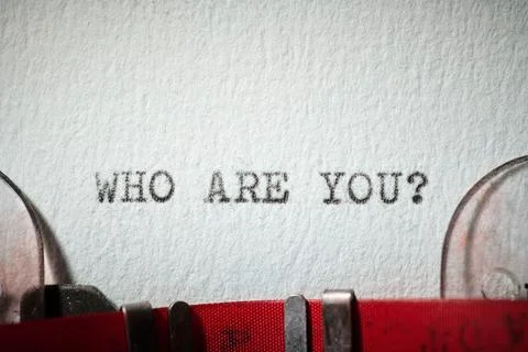 Who are you question text written with a typewriter Stock Photos