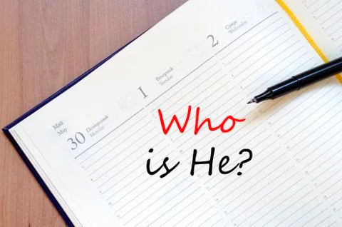 Who is he concept Notepad Stock Photos