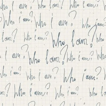 "who i am?" seamless pattern. with notepad paper texture. vector Illustrazione stock