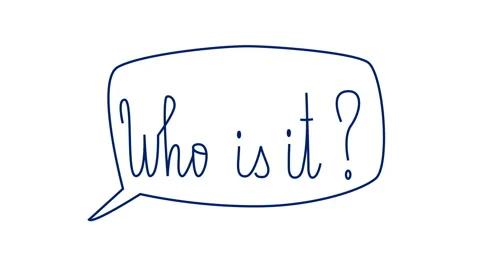 Who is it? self drawing question in speech bubble on white background. Lettering 스톡 동영상 141196955