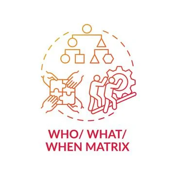 Who, what, when matrix red gradient concept icon Illustrazione stock