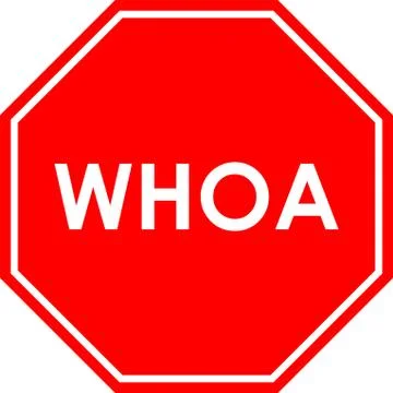 WHOA stop sign.Red octagonal background. Illustrazione stock