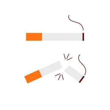 Whole and broken cigarette Stock Illustration