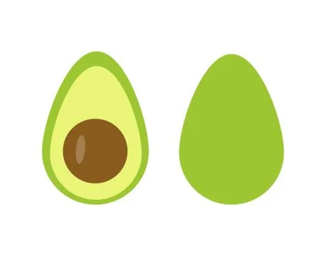 Whole and cut avocado fruit in flat style Stock Illustration