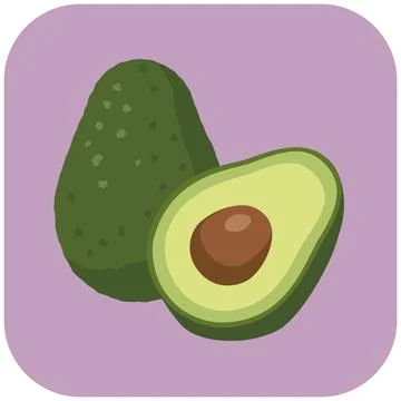 Whole and half avocado fruit icon design Stock Illustration
