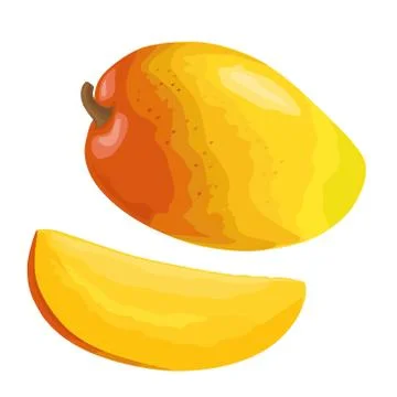 Whole and slice mango. Vector color flat illustration Ilustración de archivo