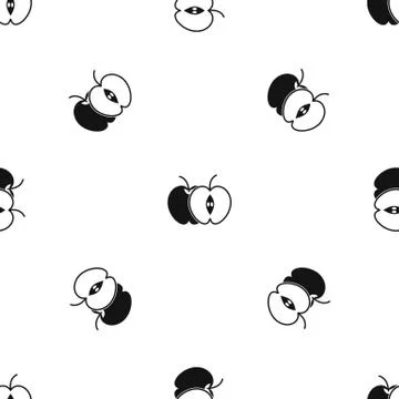 The whole apple and half pattern seamless black Stock Illustration