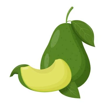 Whole avocado isolated on white background. Flat vector illustration Stock Illustration