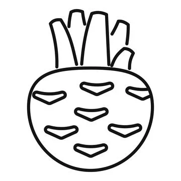 Whole beetroot with sprout growing up line icon 스톡 일러스트
