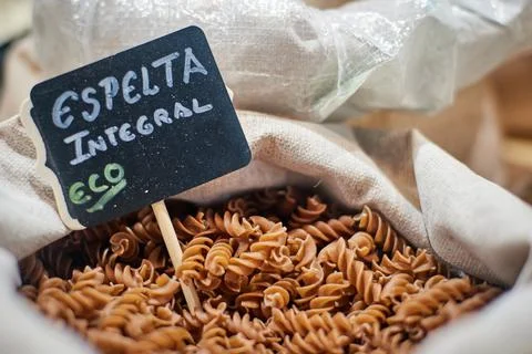 Whole bulk spelt to sell in ECO store Stock Photos