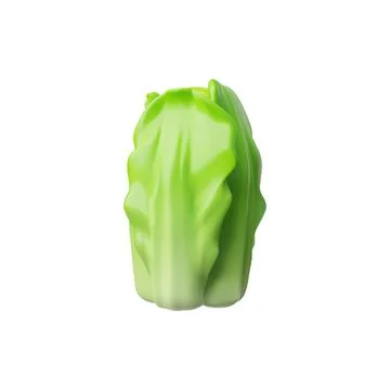 Whole Chinese cabbage 3D plastic style vector icon, glossy ripe green vegetable Stock Illustration