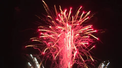 Whole Cinematic Sequence amanzin fireworks, real sound, 4K Stock Footage 281670048