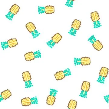 Whole cut pineapple vector seamless pattern Stock Illustration