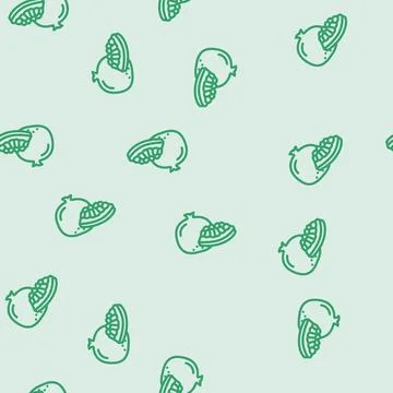 Whole cut pomegranate line vector seamless pattern Stock Illustration
