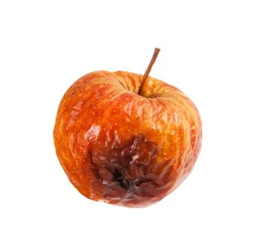 Whole decayed bad red apple Stock Photos