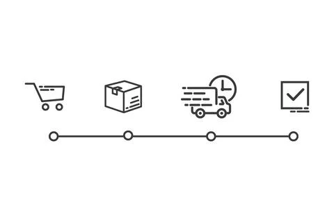 The whole delivery process: shopping, packaging, transportation, delivery. Stock Illustration