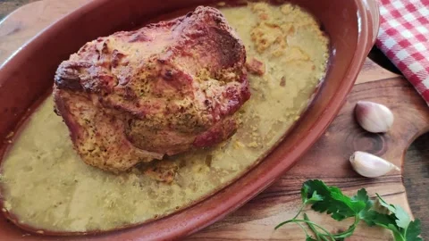 Whole deviled blade cooked in a dish with mustard sauce Video stock 171274222