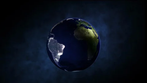 Whole Earth rotation loop with night side city lights 4k Stock Footage 127089128
