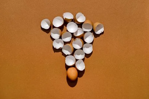Whole egg and eggshell on brown background Foto stock