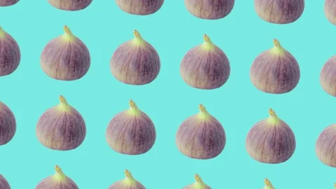 Whole fig fruit in animated grid loop pattern on a light blue background Stock Footage 222326958